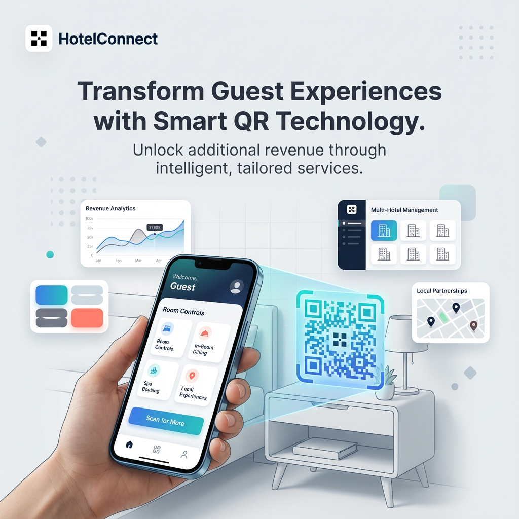 Hotel guest using smartphone to access personalized recommendations and services through digital innovation